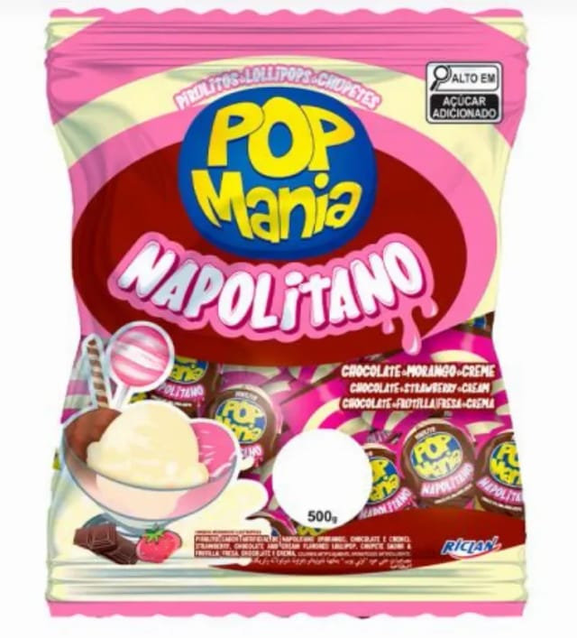 Imagem do produto Pirulito Freegells Pop Mania Napolitano 500g