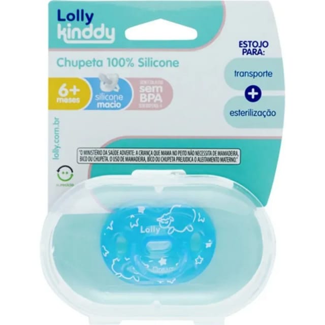 Imagem do produto Chupeta Lolly Dream Silicone Ortodôntico Azul com Estojo Tamanho 2