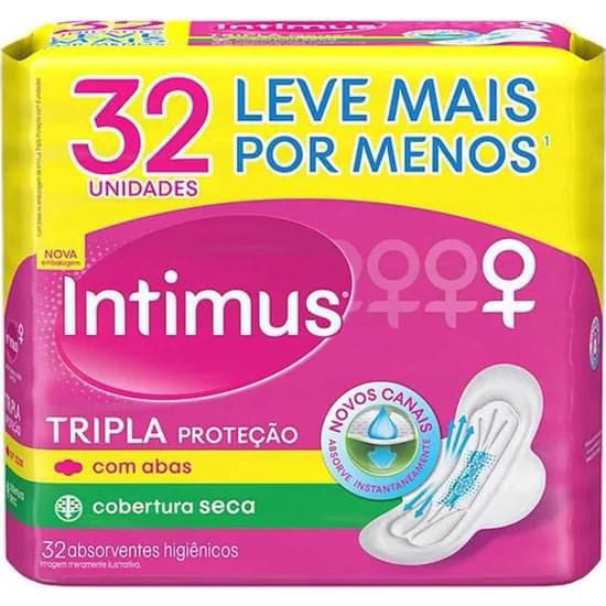 Imagem do produto Absorvente Diário Intimus Seca Com Abas Tripla Proteção | Com 32 Unidades